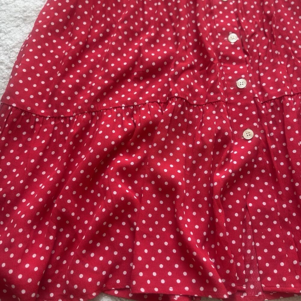 Talbots NWT Tiered Button Front Polka Dot Midi Skirt Red White M Cottagecore - Picture 3 of 9